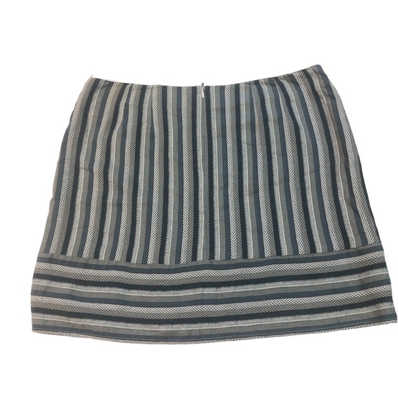 Loft Mini Skirt Monocratic Blue and Gray Stripes Lined - Picture 2 of 6